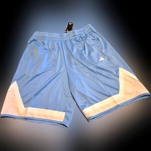 adidas AEROREADY Men's Large Basketball Shorts Blue White 9 inch inseam hi-rise